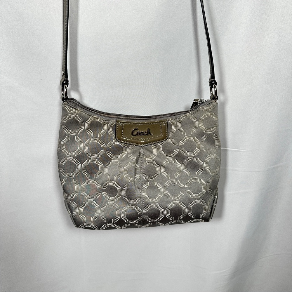 Coach Madison Dotted Op Art Jacquard Small Crossbody Bag Gray 44394 2010s Print - Picture 3 of 14